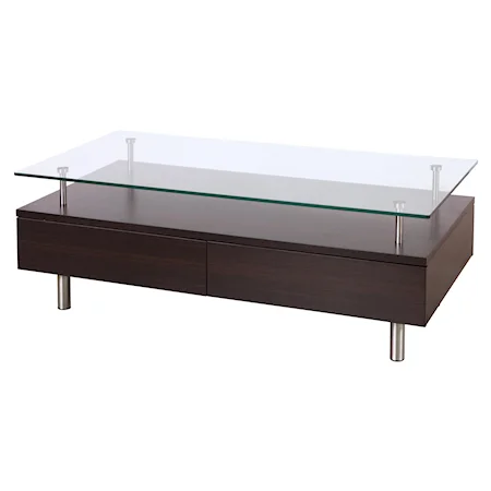 Coffee Table with Glass Top and Storage